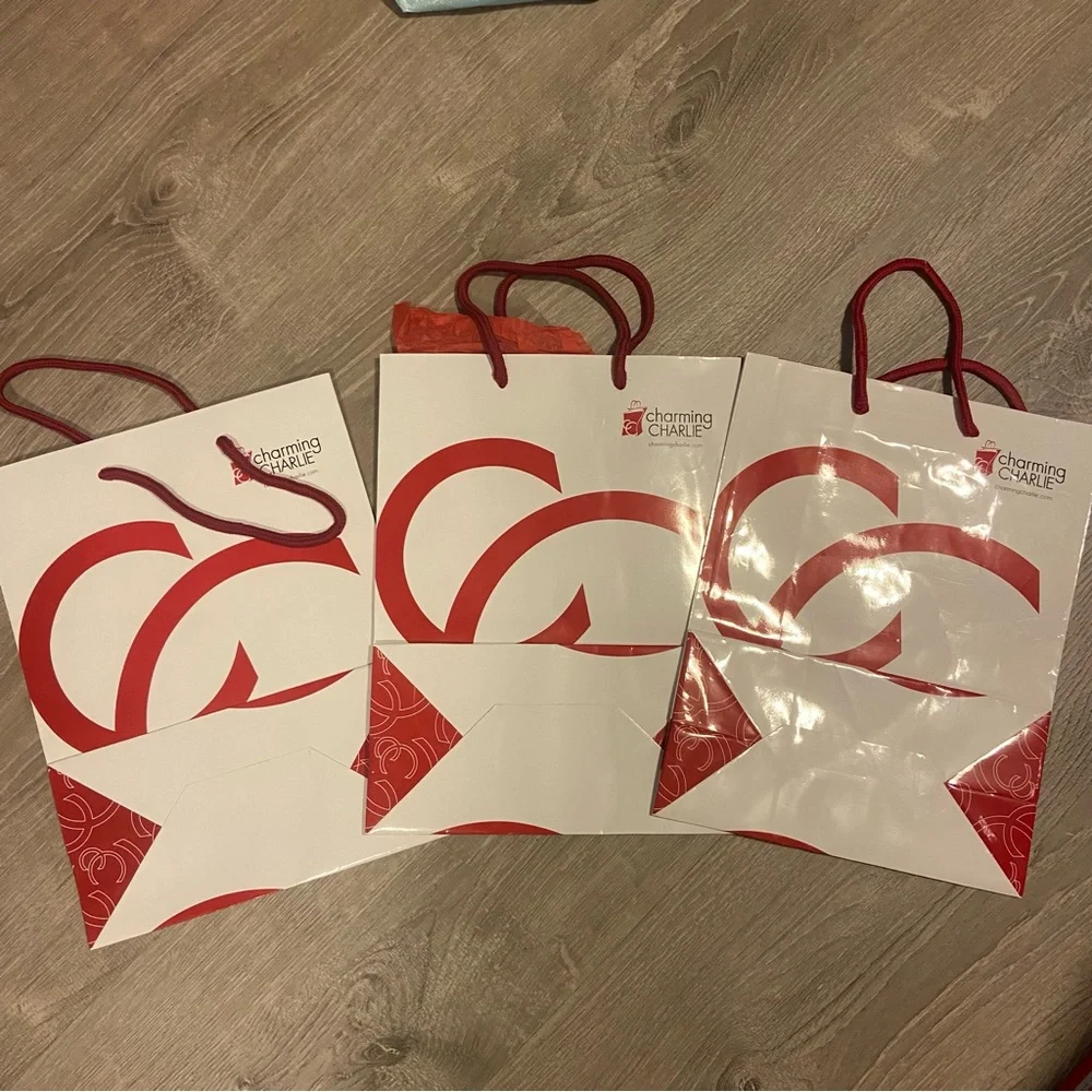 3 Charming Charlie bags free with $15 purchase
